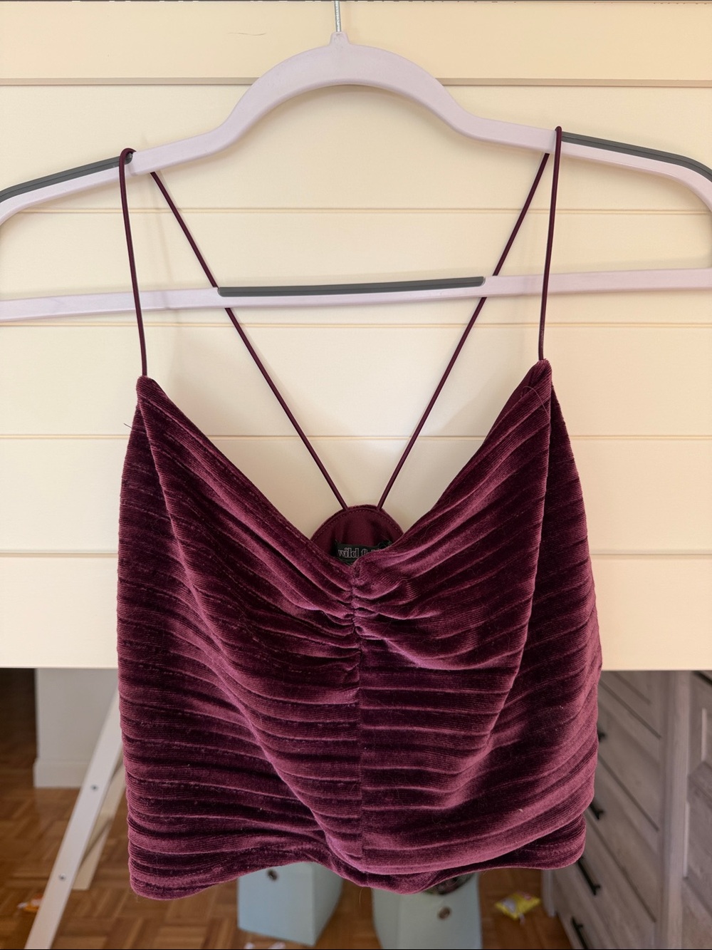 wild fable Velvet Shirred Cami in Deep Wine